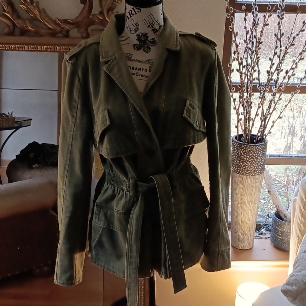 Anthropologie Olive Green Utility Jean Jacket